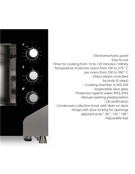 Professional Combi Steamer Electric 10 trays GN1/1 & 600x400m Electromechanic Controls Direct Steam | Tecnoeka MKF1016S