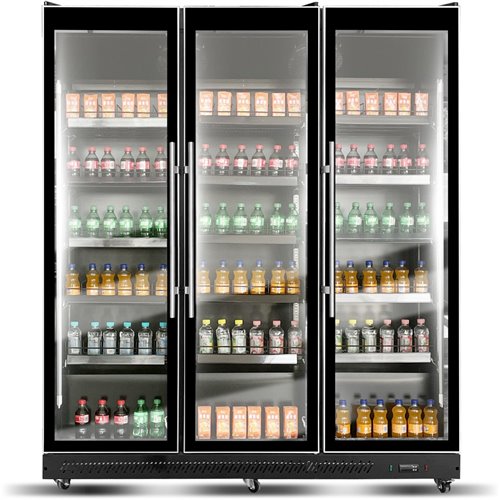 Commercial Display Refrigerator with Triple Glass 1200 litres door Black | Stalwart DA-KXG1680BLACK