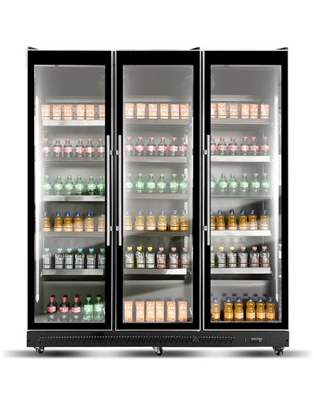 Commercial Display Refrigerator with Triple Glass 1200 litres door Black | Stalwart DA-KXG1680BLACK
