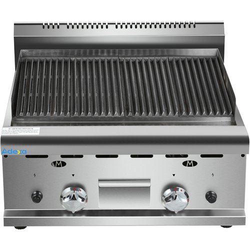 Commercial Gas Lava rock Grill 2 zones Countertop | Stalwart DA-HGL607