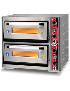 Electric Pizza Oven Premium Thermometer 2 chambers 700x700mm Capacity 4+4 pizzas at 13&quot 230V/1 phase | Stalwart DA-PF7070DET