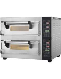 Commercial Pizza oven Electric 2 chambers 1+1 pizzas x 30cm 400°C Digital controls 3.9kW 230V | Stalwart DA-PS441S2