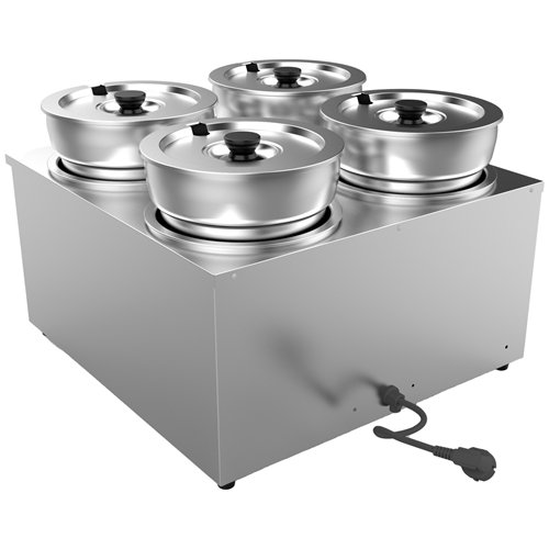 Commercial Electric Bain Marie Countertop Food Warmer 4 × 6.5L Pots 525×583×365mm | Stalwart DA-RBM7Q