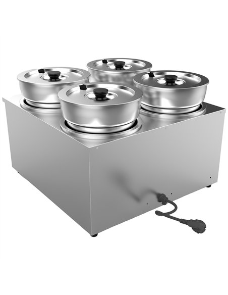 Commercial Electric Bain Marie Countertop Food Warmer 4 × 6.5L Pots 525×583×365mm | Stalwart DA-RBM7Q