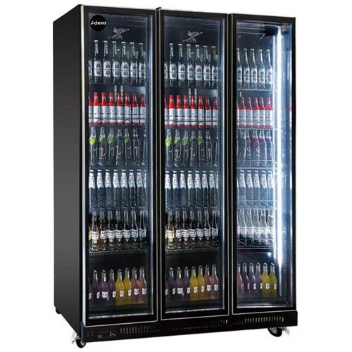 Commercial Beverage Cooler 1195 Litres Triple Glass Door Fan Cooling 1680x605x1965mm Black | Stalwart DA-LC1680J