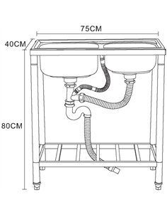 Commercial Stainless Steel Sink with Undershelf 500×400×800mm | Stalwart DA-DNG304 2