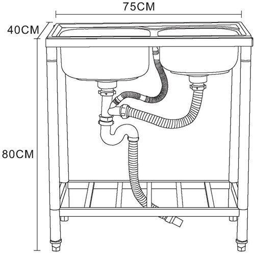 Commercial Stainless Steel Sink with Undershelf 500×400×800mm | Stalwart DA-DNG304