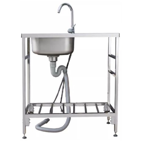 Commercial Stainless Steel Sink with Right-Hand Drainer and Undershelf 1000×500×800mm | Stalwart DA-DNG306