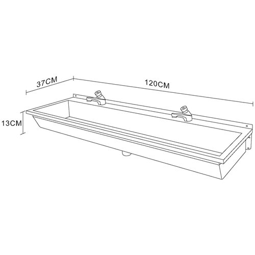 Commercial Wall Mounted Stainless Steel Hand Wash Trough Sink with Twin Taps 1200×370×130mm | Stalwart DA-DNG402