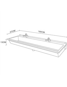 Commercial Wall Mounted Stainless Steel Hand Wash Trough Sink with Twin Taps 1800×370×130mm | Stalwart DA-DNG406 2