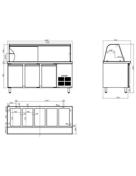 Refrigerated counter with display 5xGN1/1 | Stalwart DA-THSAI188