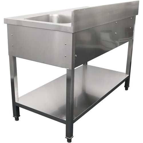 Commercial Sink with 1 drawer Stainless steel 1 bowl Right Bottom shelf Splashback 1500x600x850mm | Stalwart DA-DSA150601DR