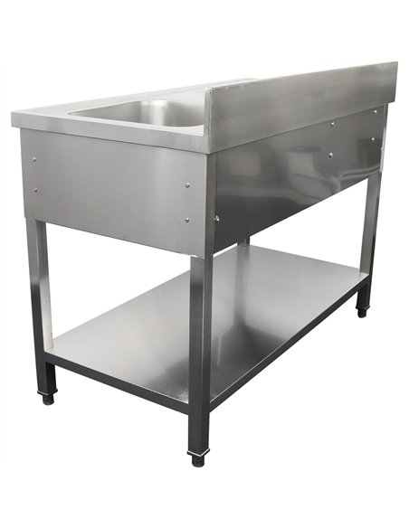 Commercial Sink with 1 drawer Stainless steel 1 bowl Right Bottom shelf Splashback 1500x600x850mm | Stalwart DA-DSA150601DR