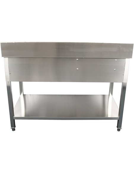 Commercial Sink Stainless steel 1400x700x950mm 1 bowl to the right 1 drawer Splashback | Stalwart DA-DSA140701DR