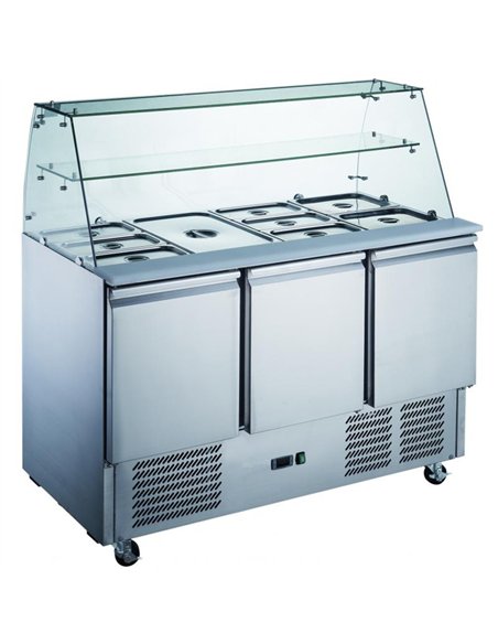 Commercial Saladette Fridge Glass top 3 doors | Stalwart DA-THS903VG