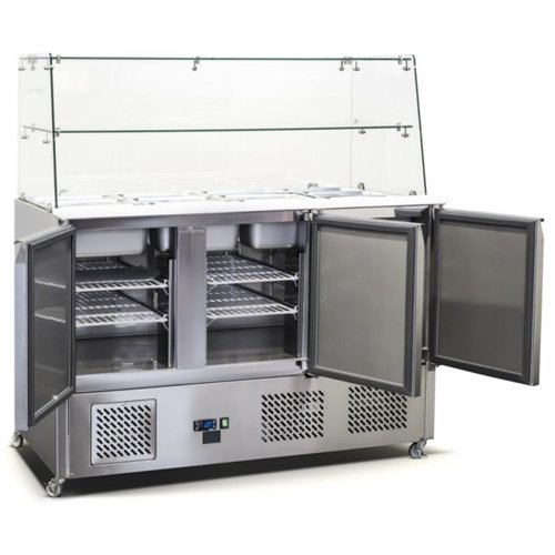 Commercial Saladette Fridge Glass top 3 doors | Stalwart DA-THS903VG