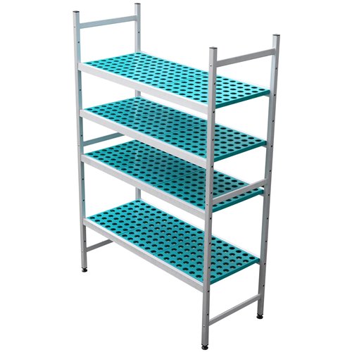 Fixed 4-Tier Environmental Polymer Shelving Unit with Vented Shelves for Cold Rooms &amp Wet Areas 1375×500×1800mm | Stalwart DA
