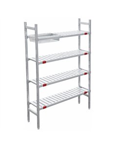 Fixed 4-Tier Shelving Unit with Slatted Shelves for Catering &amp Storage Areas 925×355×1700mm | Stalwart DA-QHW268
