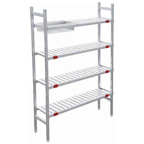 Fixed 4-Tier Shelving Unit with Slatted Shelves for Catering &amp Storage Areas 925×355×1700mm | Stalwart DA-QHW268