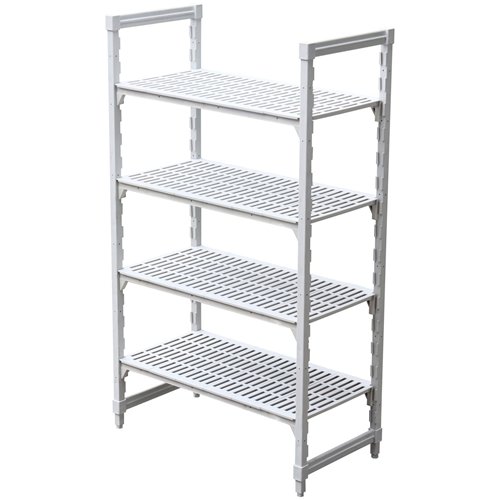 Fixed 4-Tier Plasteel Shelving Unit with Vented Shelves for Cold Rooms &amp Wet Areas 1525×355×1800mm | Stalwart DA-QHW320