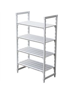 Fixed 4-Tier Plasteel Shelving Unit with Vented Shelves for Cold Rooms &amp Wet Areas 1220×530×1800mm | Stalwart DA-QHW332