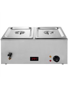 Commercial Bain Marie with 2x1/2Gn Pans and Lids | Stalwart DA-M502