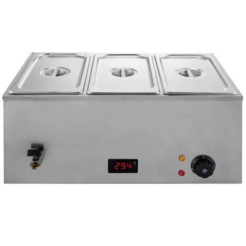 Commercial Bain Marie with 3x1/3Gn Pans and Lids | Stalwart DA-M503