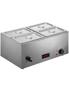 Commercial Bain Marie with 4x1/4Gn Pans and Lids | Stalwart DA-M504
