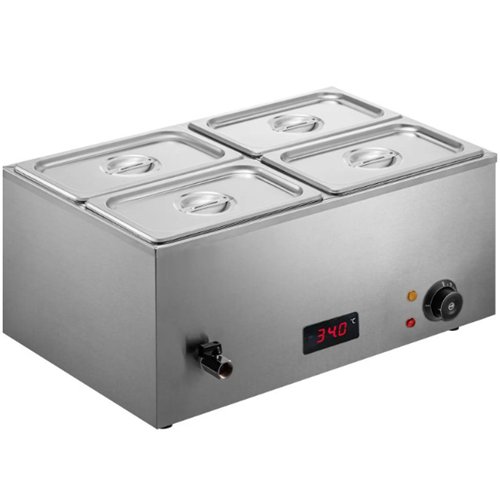 Commercial Bain Marie with 4x1/4Gn Pans and Lids | Stalwart DA-M504