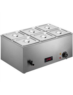 Commercial Bain Marie with 6x1/6Gn Pans and Lids | Stalwart DA-M506