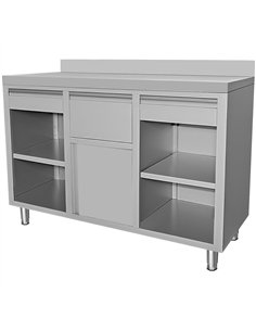 Commercial Stainless Steel Tall Coffee Station Table with Drawers 1500×600×1150mm | Stalwart DA-VC156FBU