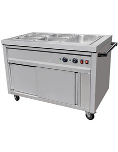 Mobile Bain Marie top Hot Cupboard 1085mm with 6 GN pans | Stalwart DA-VMGN3AS