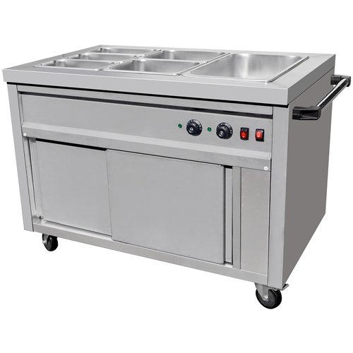 Mobile Bain Marie top Hot Cupboard 1085mm with 6 GN pans | Stalwart DA-VMGN3AS