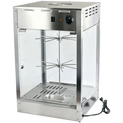 Commercial Churro/Pretzel Warmer Stainless Steel Rotating Rack Inside Lamp Adjustable Thermostat Width for 14” Snacks | Stalwart