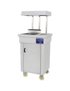 Commercial Floor Standing Food &amp Chip Scuttle Warmer Stainless Steel Heated with Explosion-Proof Heat Lamp 700×610×1530 mm| S