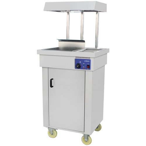 Commercial Floor Standing Food &amp Chip Scuttle Warmer Stainless Steel Heated with Explosion-Proof Heat Lamp 700×610×1530 mm| S