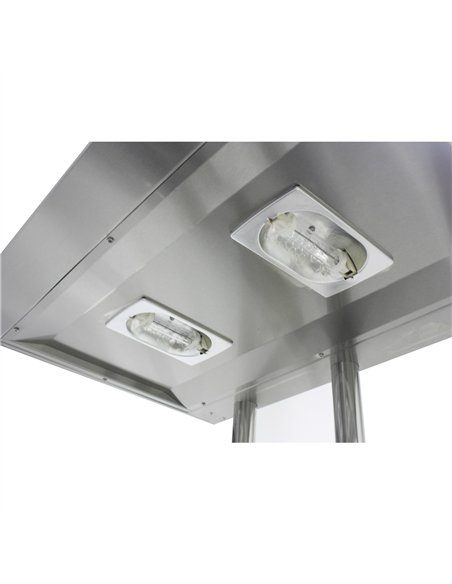 Commercial Floor Standing Food &amp Chip Scuttle Warmer Stainless Steel Heated with Explosion-Proof Heat Lamp 700×610×1530 mm| S