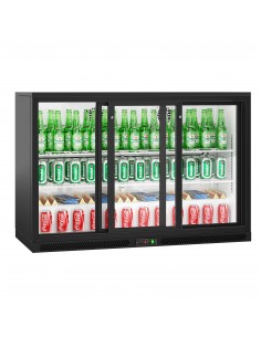 Back Bar Cooler 3 Sliding Doors 320 Litres Black 1350 mm x 505 mm x 895 mm