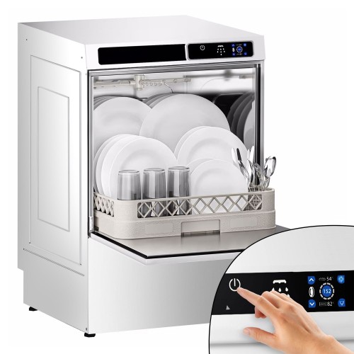 Premium Commercial Dishwasher – High-Capacity, Touchscreen-Controlled, 500 x 500 Basket