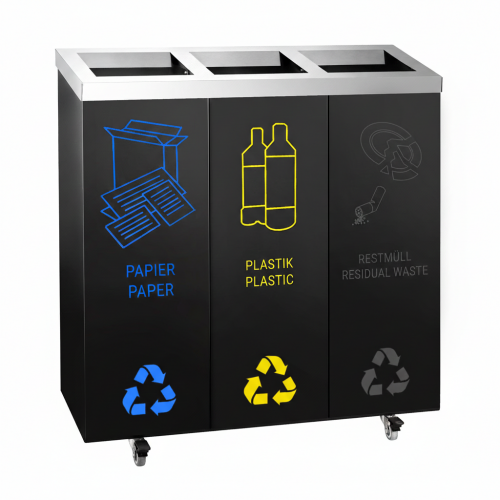 3 Bay Recycling Bin Station Easy...