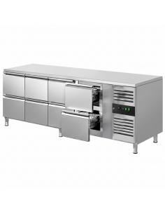 Commercial Refrigerated Counter 8 Drawers Depth 700mm | 2230 mm