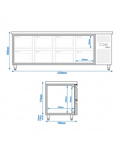 Commercial Refrigerated Counter 8 Drawers Depth 700mm | 2230 mm 2