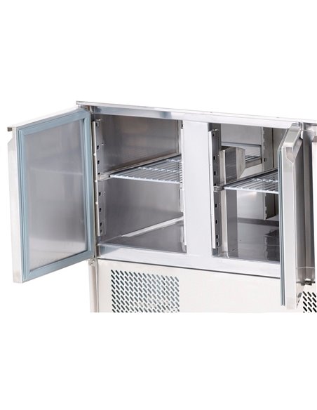 Saladette Prep Counter with Glass top 1365x700x1350mm 3 doors | Stalwart DA-THS903CG
