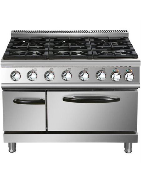 Professional Gas range 6 burners 45kW Electric Oven 5.8kW 700mm Depth | Stalwart DA-ADX776A