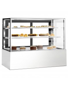 Cake Counter Straight front 1200 X 740 X 1200mm 2 shelves White base LED