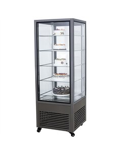 Commercial Upright Chilled Display Case 5 Glass Shelves 675x695x1900mm Black | Stalwart DA-HNTK202BLACK