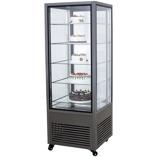 Commercial Upright Chilled Display Case 5 Glass Shelves 675x695x1900mm Black | Stalwart DA-HNTK202BLACK