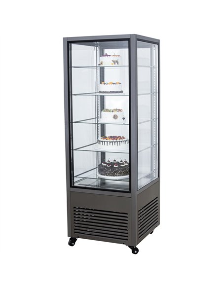 Commercial Upright Chilled Display Case 5 Glass Shelves 675x695x1900mm Black | Stalwart DA-HNTK202BLACK