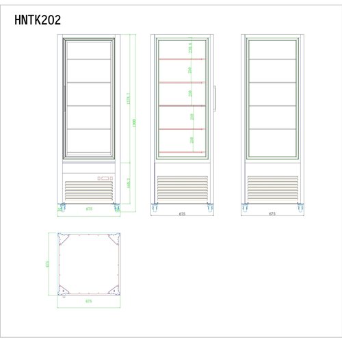 Commercial Upright Chilled Display Case 5 Glass Shelves 675x695x1900mm Black | Stalwart DA-HNTK202BLACK