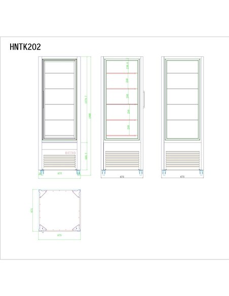 Commercial Upright Chilled Display Case 5 Glass Shelves 675x695x1900mm Black | Stalwart DA-HNTK202BLACK